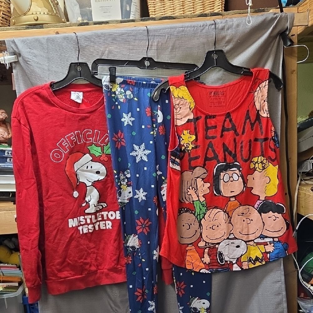 Peanuts Pajama Pants With Sweatshirt And Tank Top Size‎ Large